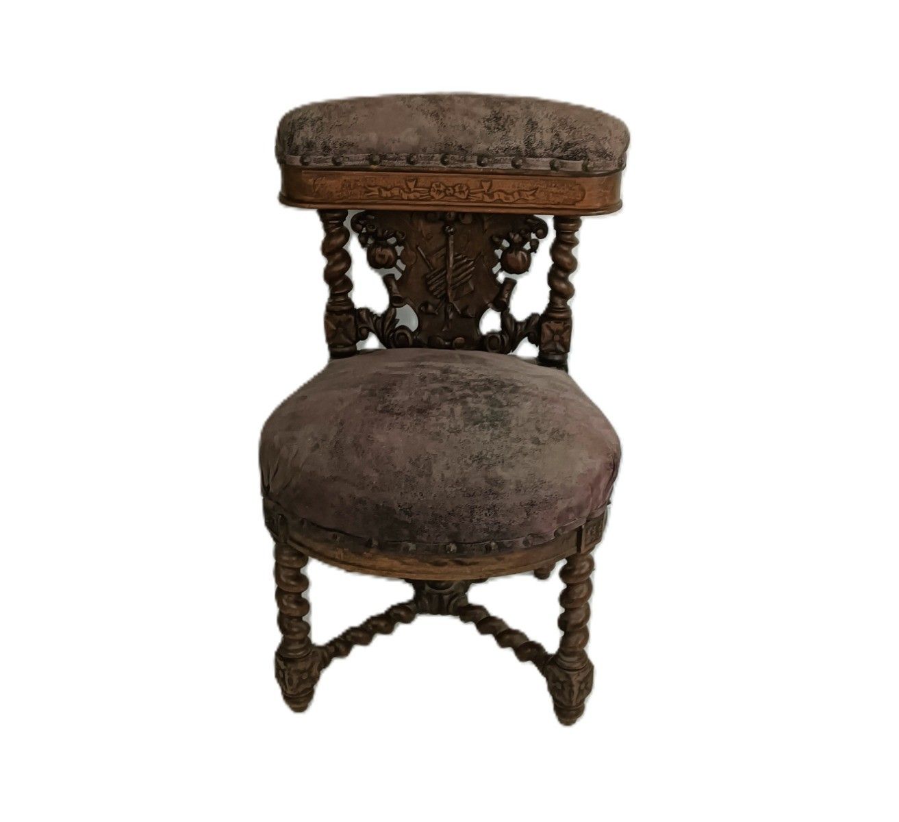Smoker Chair Antique Barley Twist Lounge Chair Empire Style Fumeuse Rare