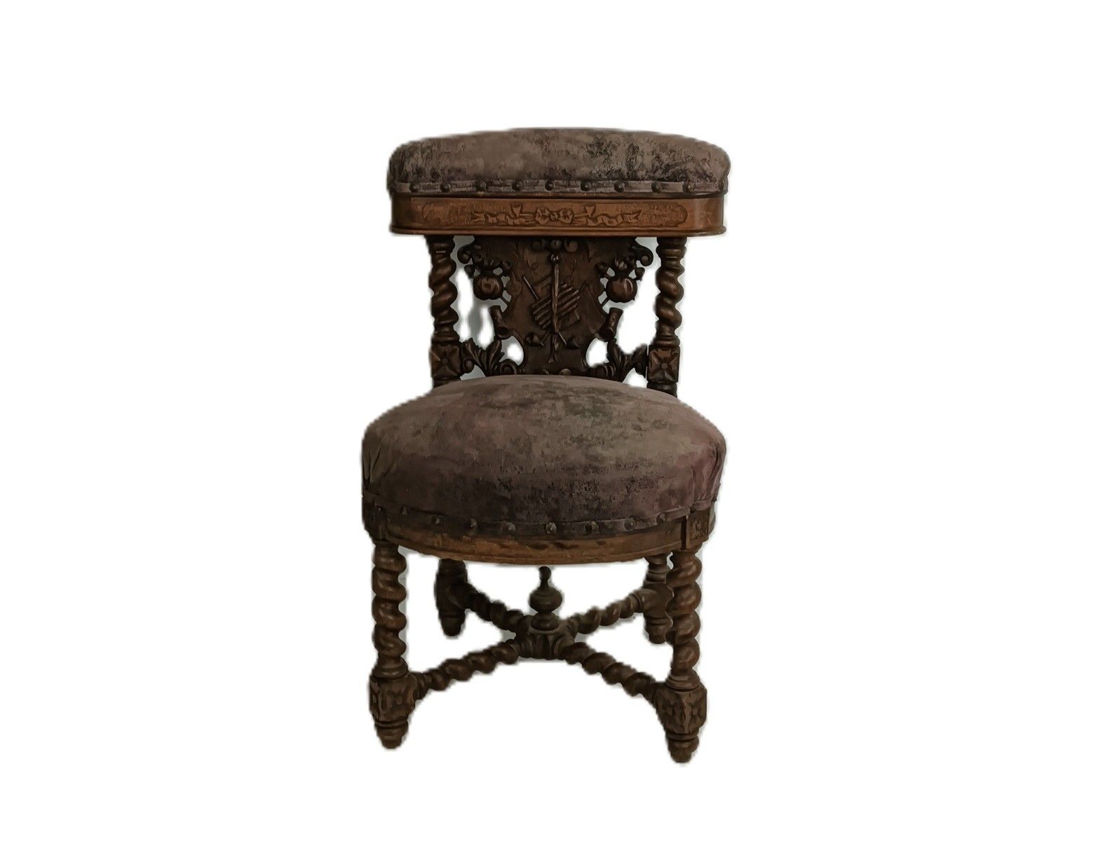 Smoker Chair Antique Barley Twist Lounge Chair Empire Style Fumeuse Rare photo furniture