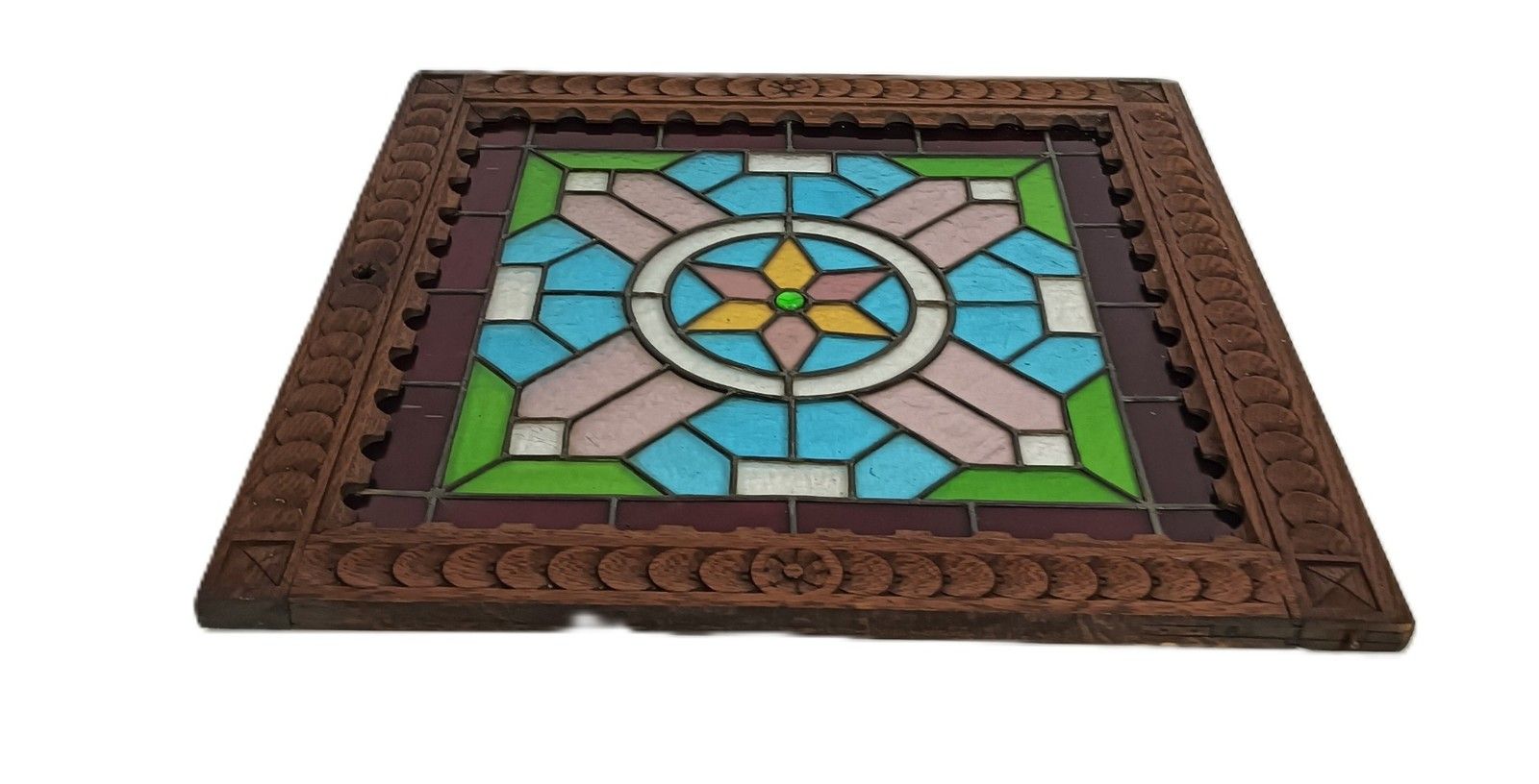 Antique Wooden Leaded Glass Prairie Style Door Panel Salvaged Reclaimed Architec photo Home Fixtures