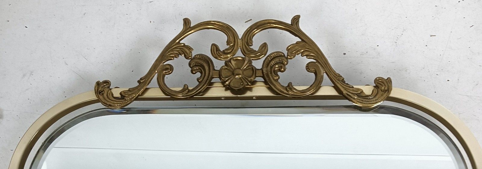 Mirror Hollywood Regency Large Brass Ornate Beveled Glass Vintage photo vinterior
