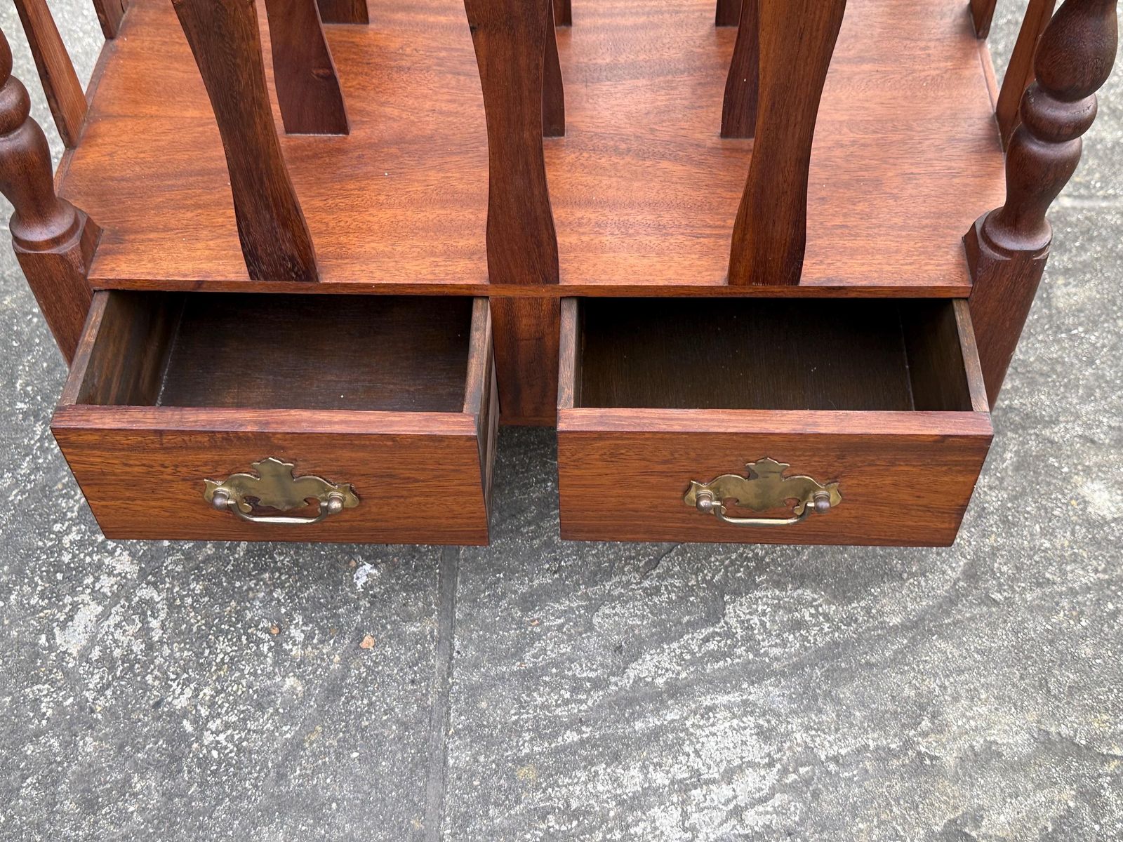 Vintage Wooden Canterbury Magazine Rack With Drawers Turned Spindles Traditional Storage photo 225.0