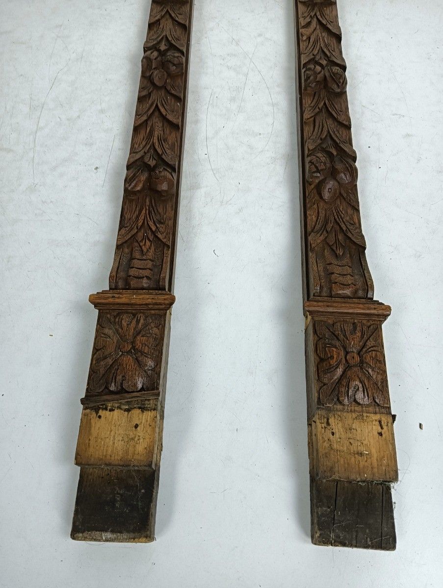 Antique Pair Corbels Hand Carved Wood Architectural Bas Relief Reclaimed Trims P photo 425.0