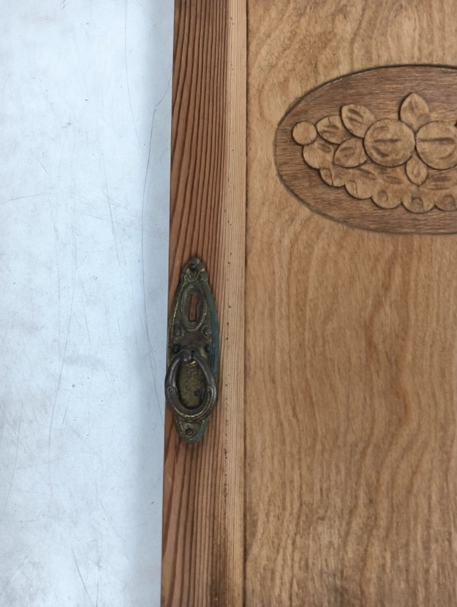Small Cabinet Door Panel  Antique Bentwood Pine Wood Reclaimed Cabinet Architect photo for sale