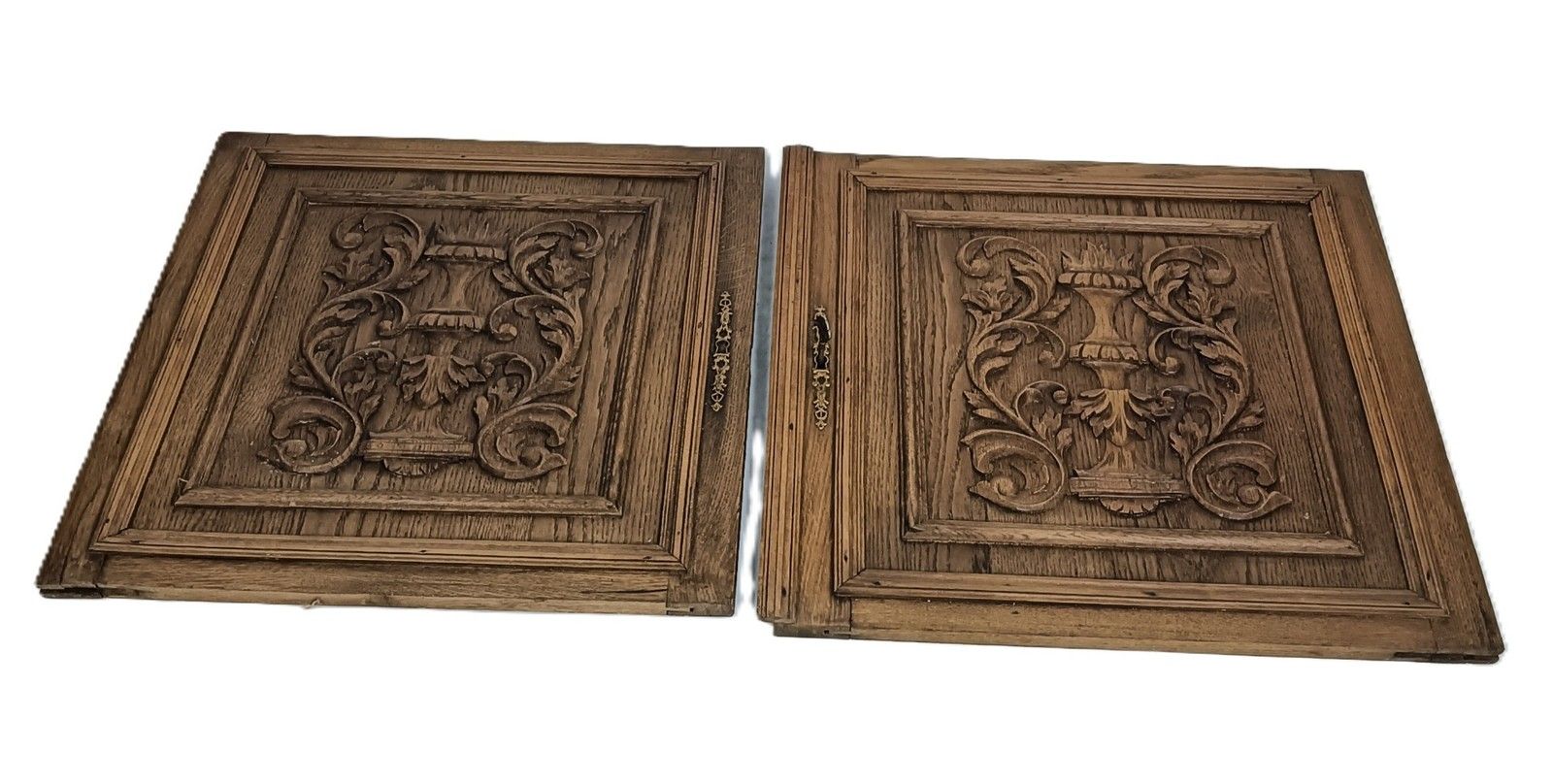 Pair Antique Door Panels Doors Cabinet Reclaimed Architectural Vase Flowers photo for sale