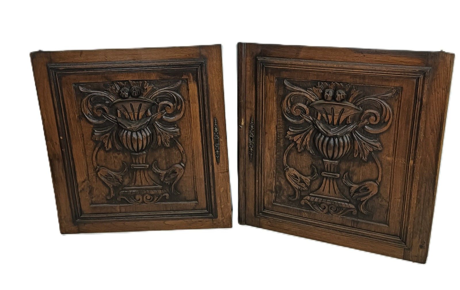 Pair Antique Door Panels Doors Cabinet Reclaimed Architectural Vase Flowers Bas photo 449.0