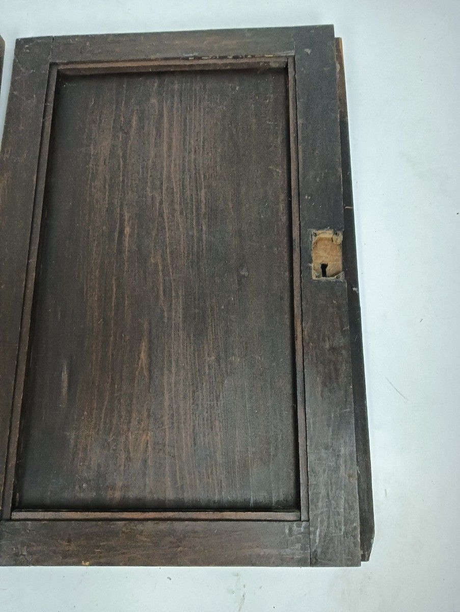 photo for sale Pair Door Panels Antique Hand Carved Ornate Leafs Architectural Salvaged
