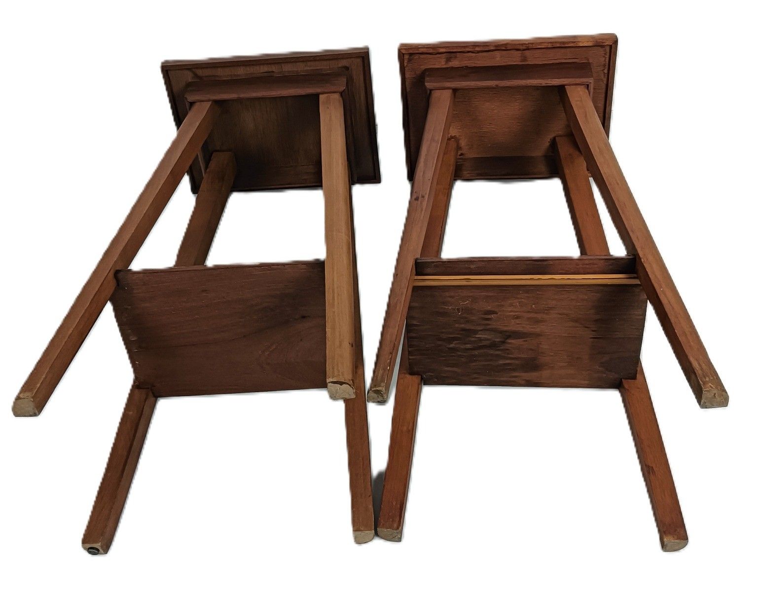 Furniture Couple Of Oak Stylish Plant Stands Pedestals Side Tables Two Tiers Vintage photo