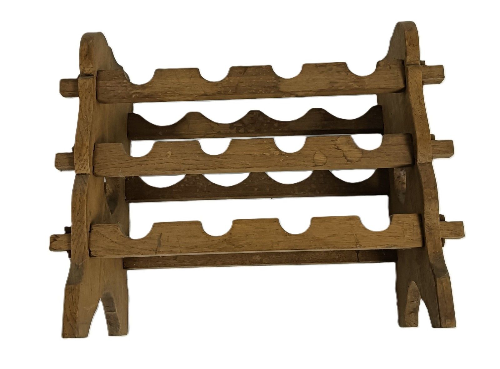 Vintage Wooden Wine Rack Bottle Holder Wood 12 Bottles Farmhouse Style Hearts photo Furniture