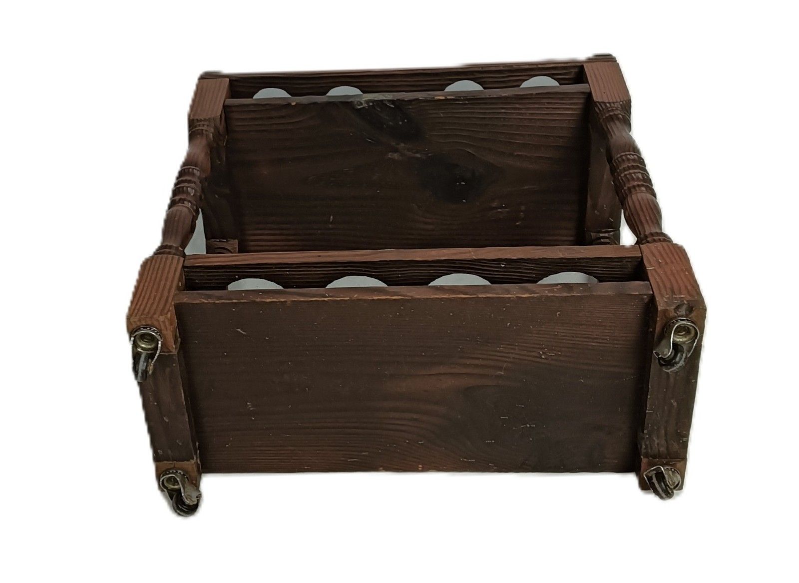 269.0 Wine Bottle Bar Cart Rack Spanish Wood Vintage On Wheels Funky photo