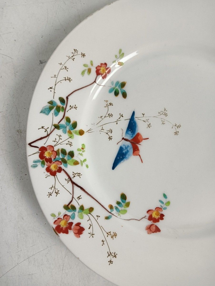 Set Of 6 Victorian Antique 19th Century Breakfast Plates Hand Painted Flowers Bu photo vinterior