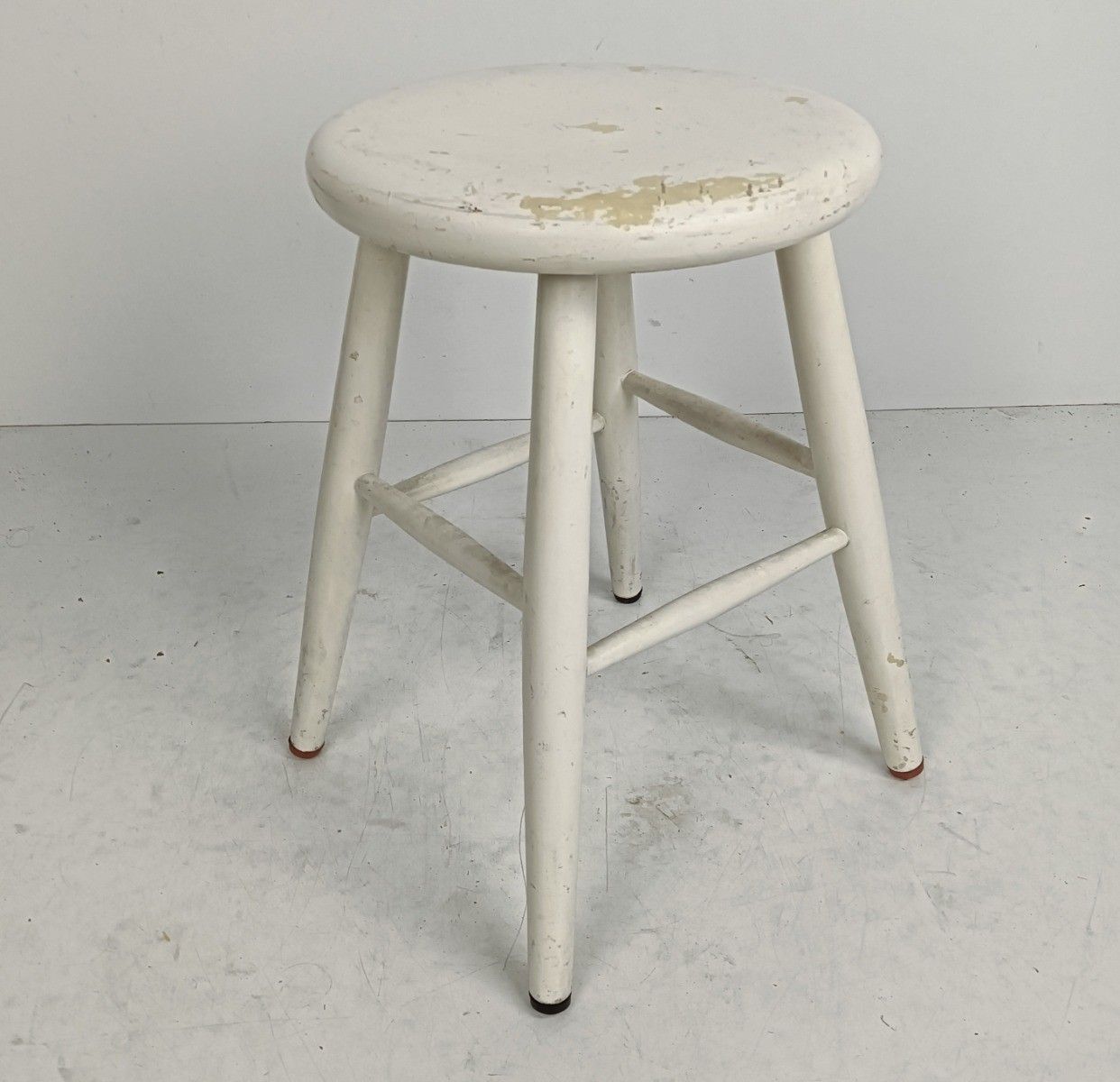 Bar Stool Milking Stool Plant Stand Pedestal Vintage Modernist Painted White