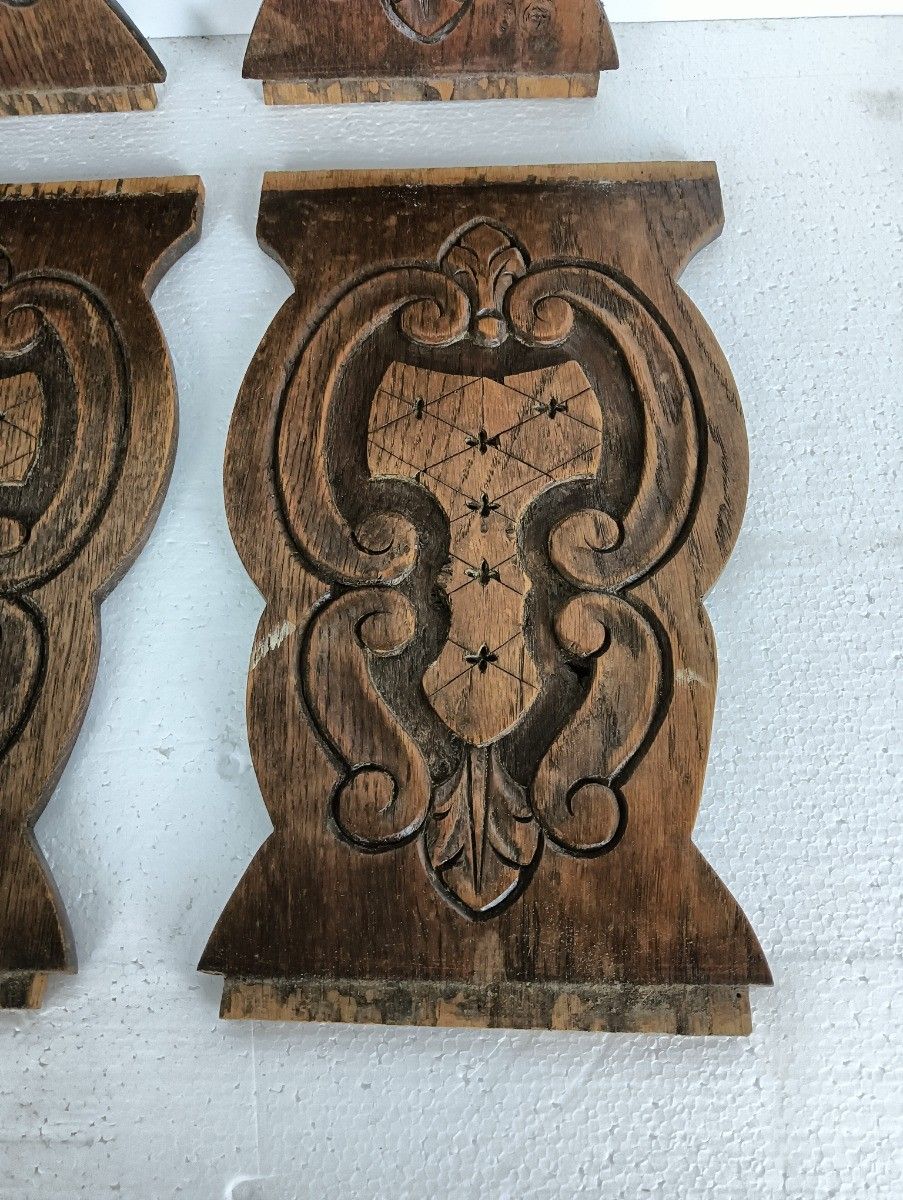 Set Of 6 Antique Corbels Carved Wood Architectural Reclaimed  Trims Salvaged D photo for sale