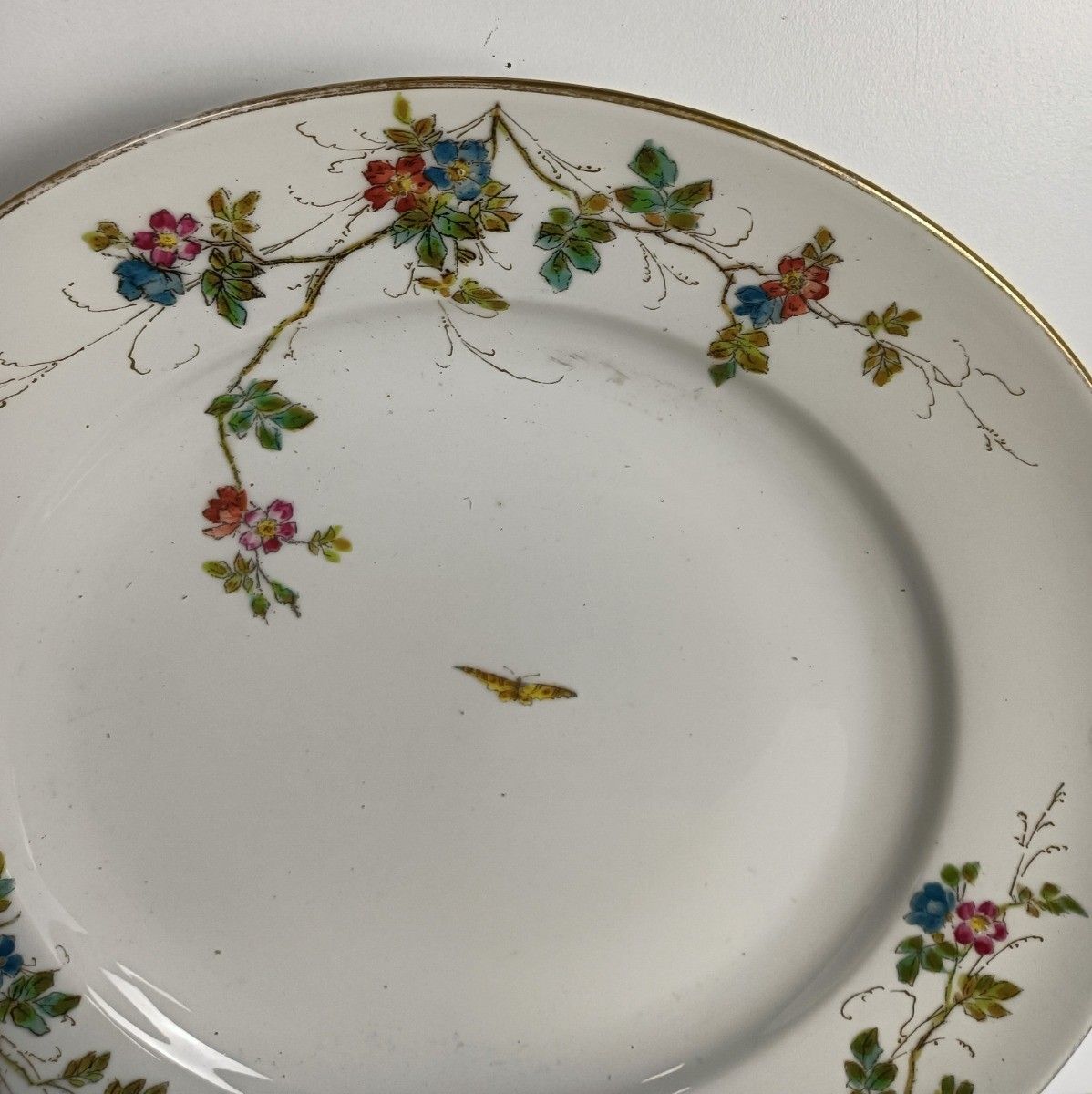 Couple Victorian Antique 19th Century Serving Plates  Hand Painted Flowers Butte photo Home Decor