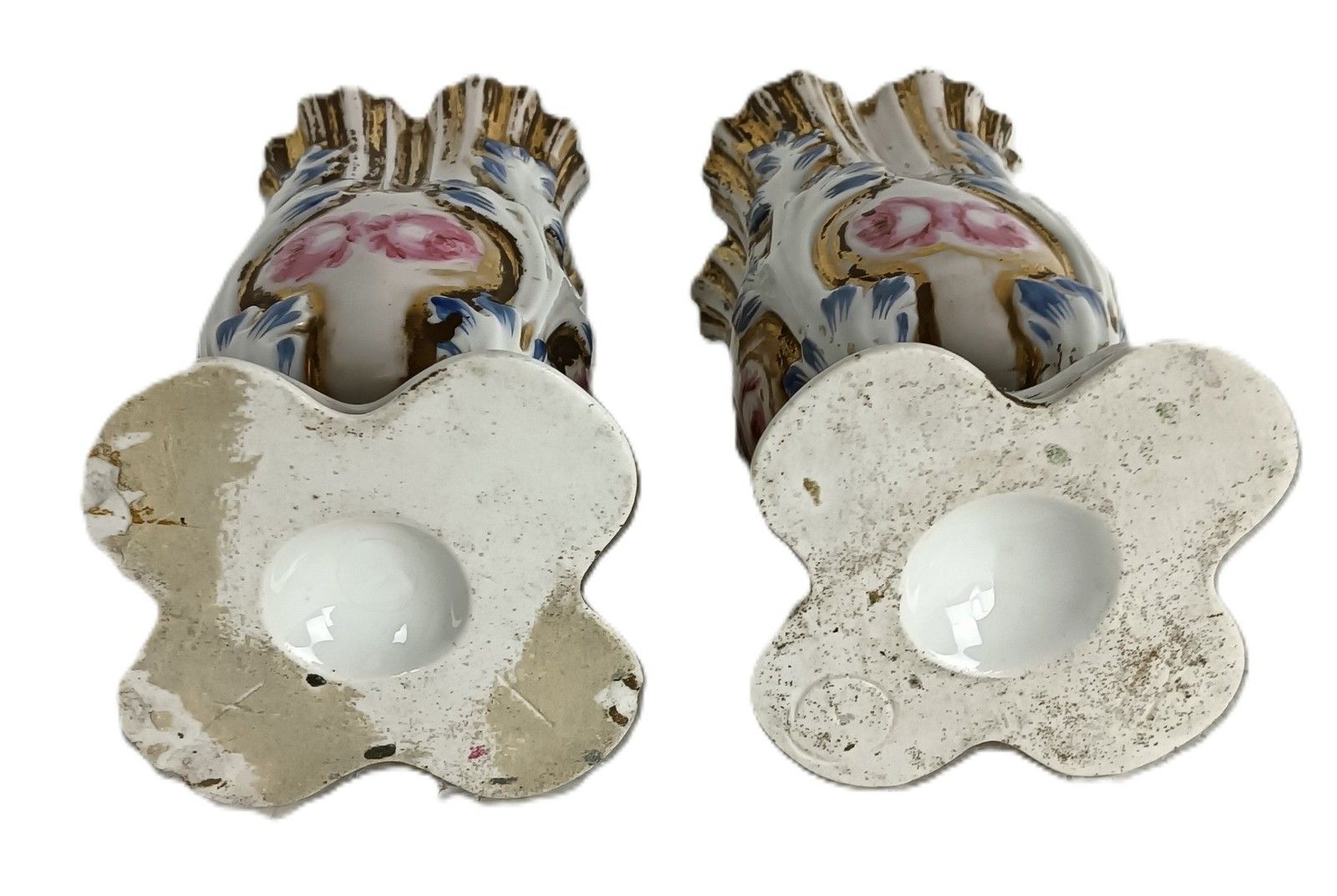 Pair Antique Victorian Porcelain Vieux Paris Polychrome Vases photo Home Decor