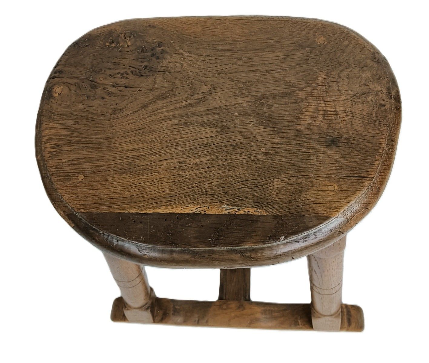 Antique Oak Carved Wood Stool Pedestal Barn Style photo for sale