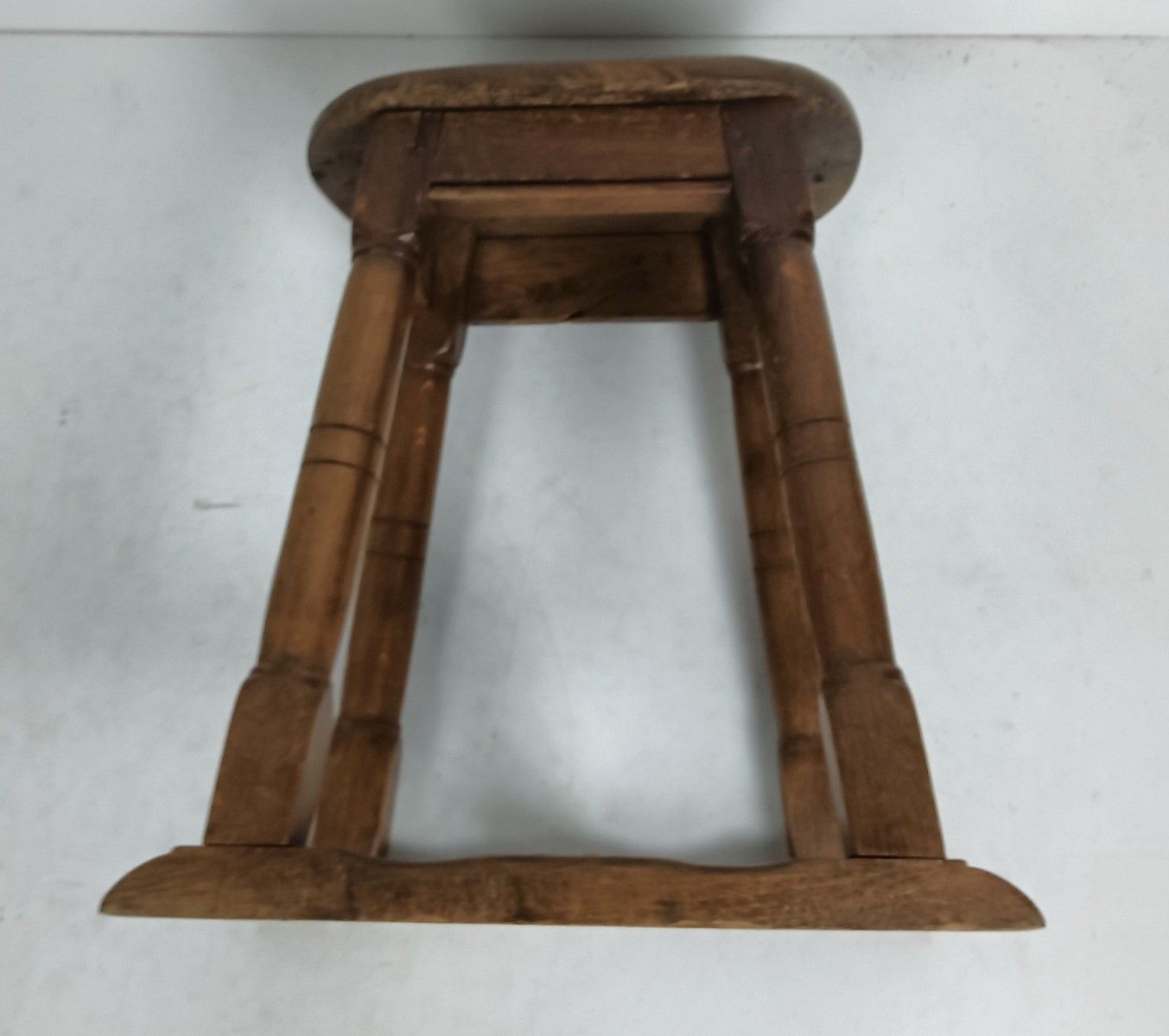 Antique Oak Carved Wood Stool Pedestal Barn Style photo buy