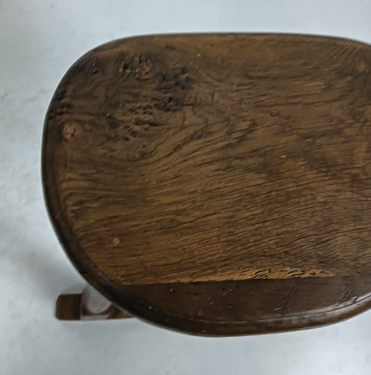 photo for sale Antique Oak Carved Wood Stool Pedestal Barn Style