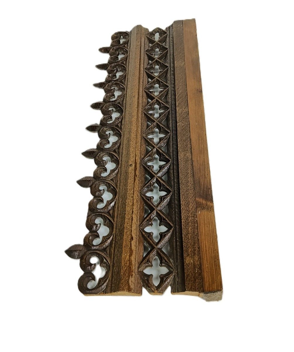 Antique Gothic Carved Wood French Trim Pediment Fleur De Lis Gorgeous photo for sale