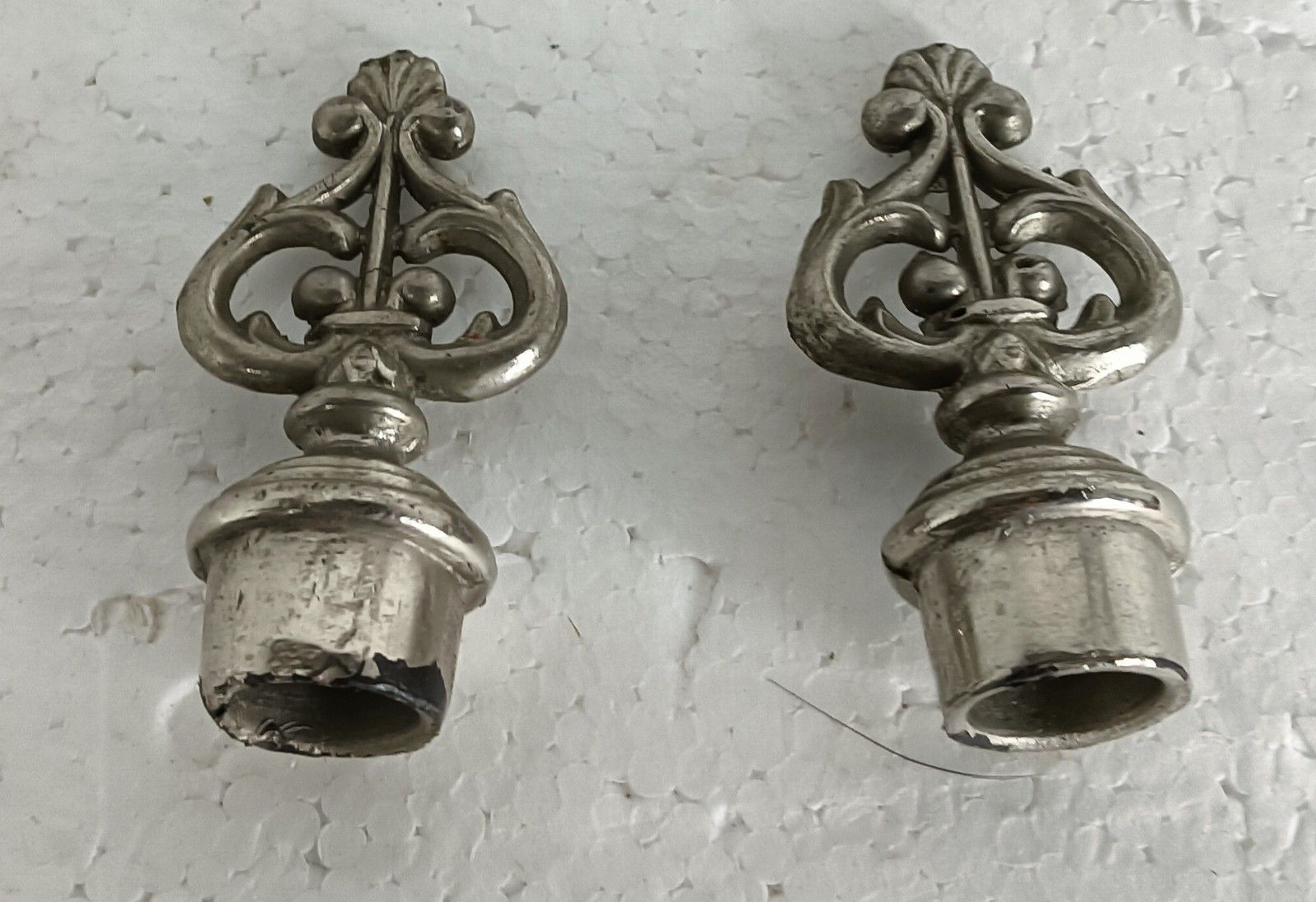 Couple Vintage Candelabra 3 Arm Spelter Candle Sticks Modernist Rococo Style photo vintage