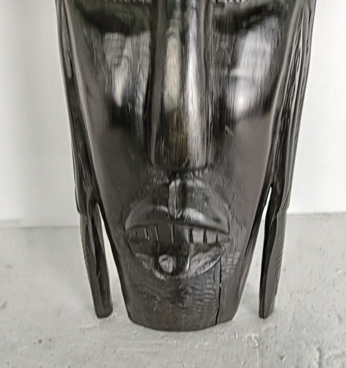 Vintage African Mask  Hand Made Carved Dark Wood Authentic Tribal African Art photo Art