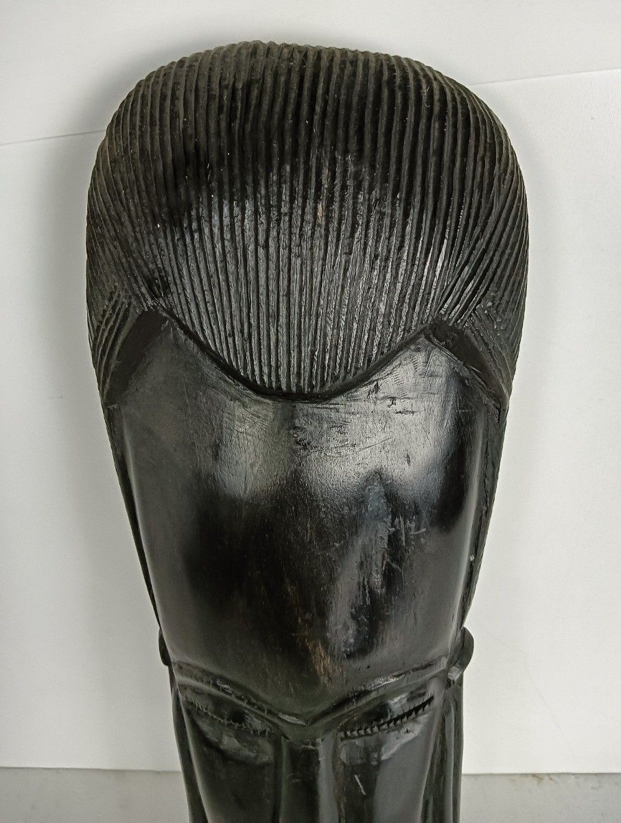 Vintage African Mask  Hand Made Carved Dark Wood Authentic Tribal African Art photo 97.0
