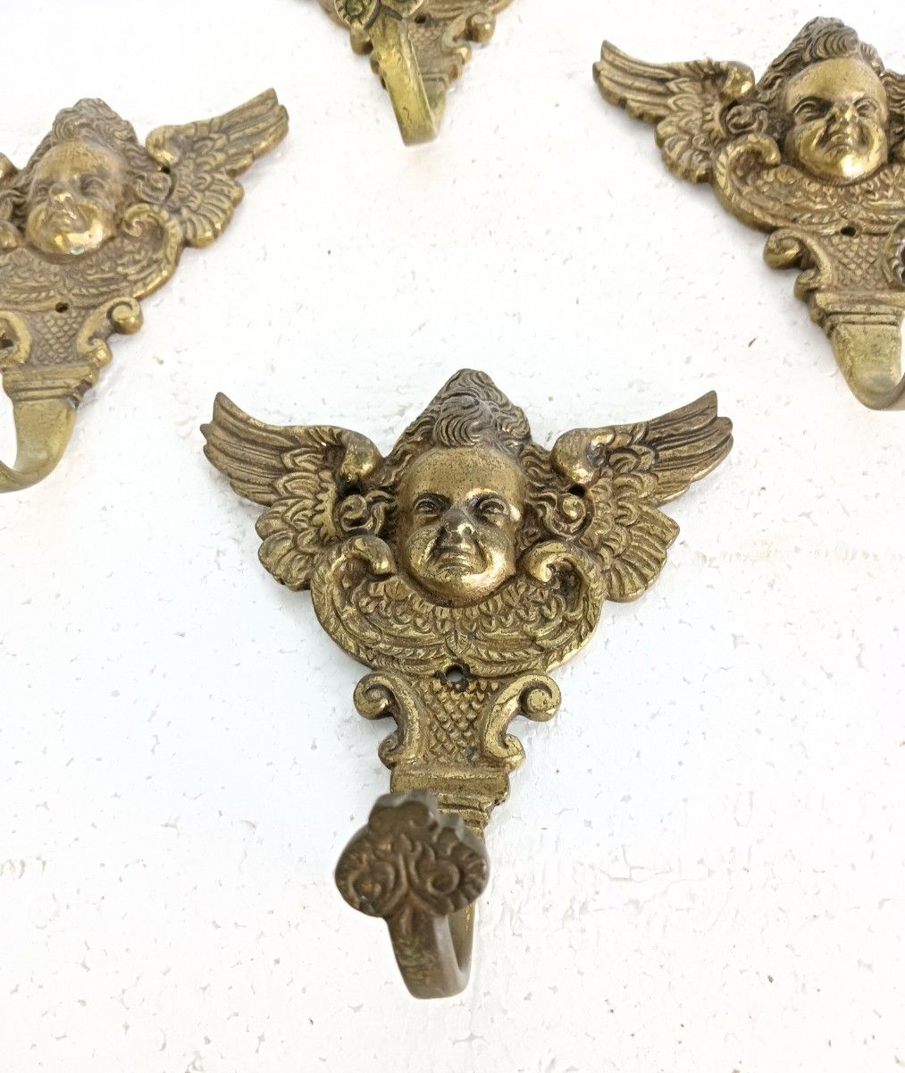 Brass Hooks Architectural Reclaimed Trims Moldings Furniture Set Of 4 Angels Lar photo furniture