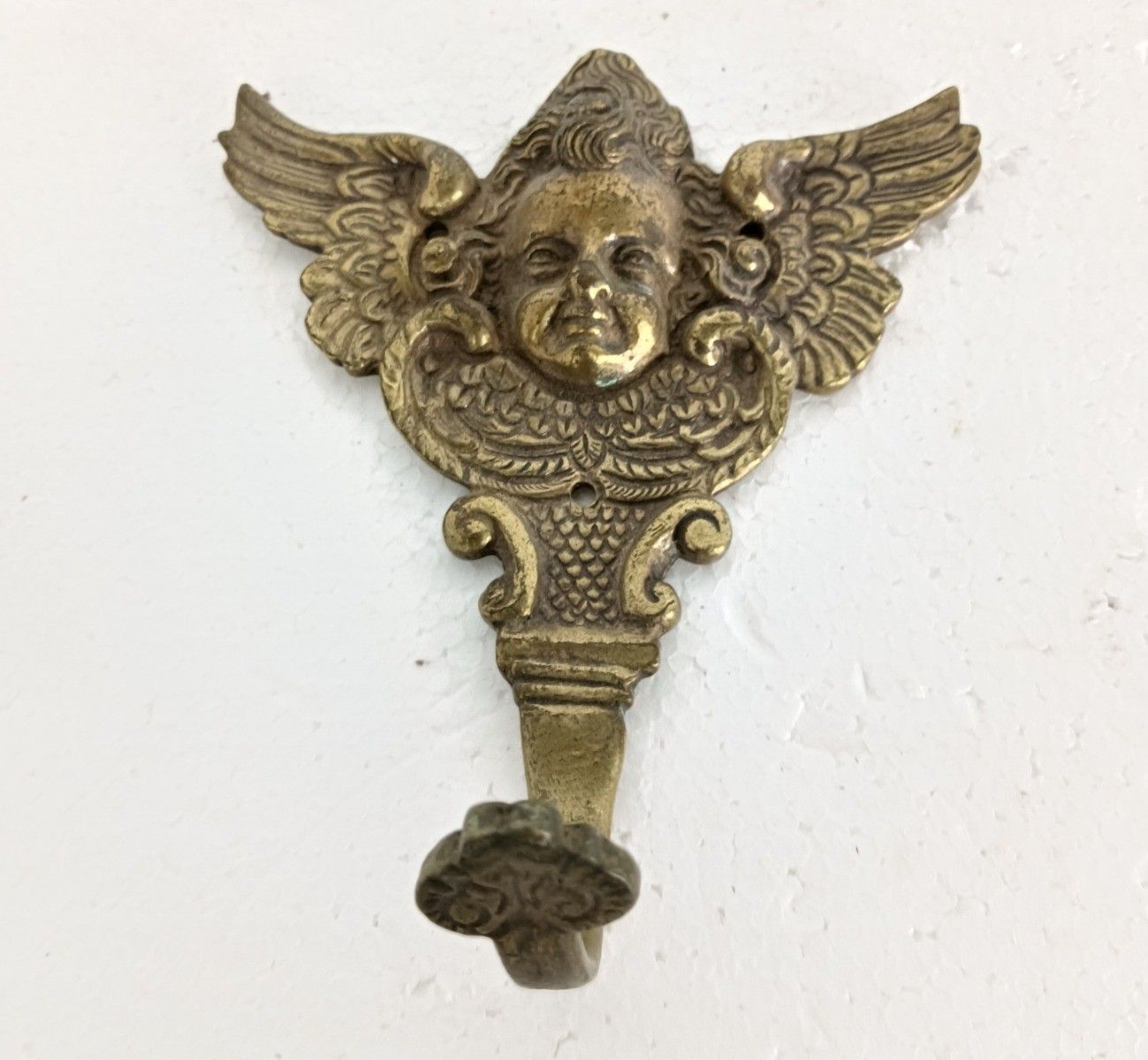Brass Hooks Architectural Reclaimed Trims Moldings Furniture Set Of 4 Angels Lar photo for sale