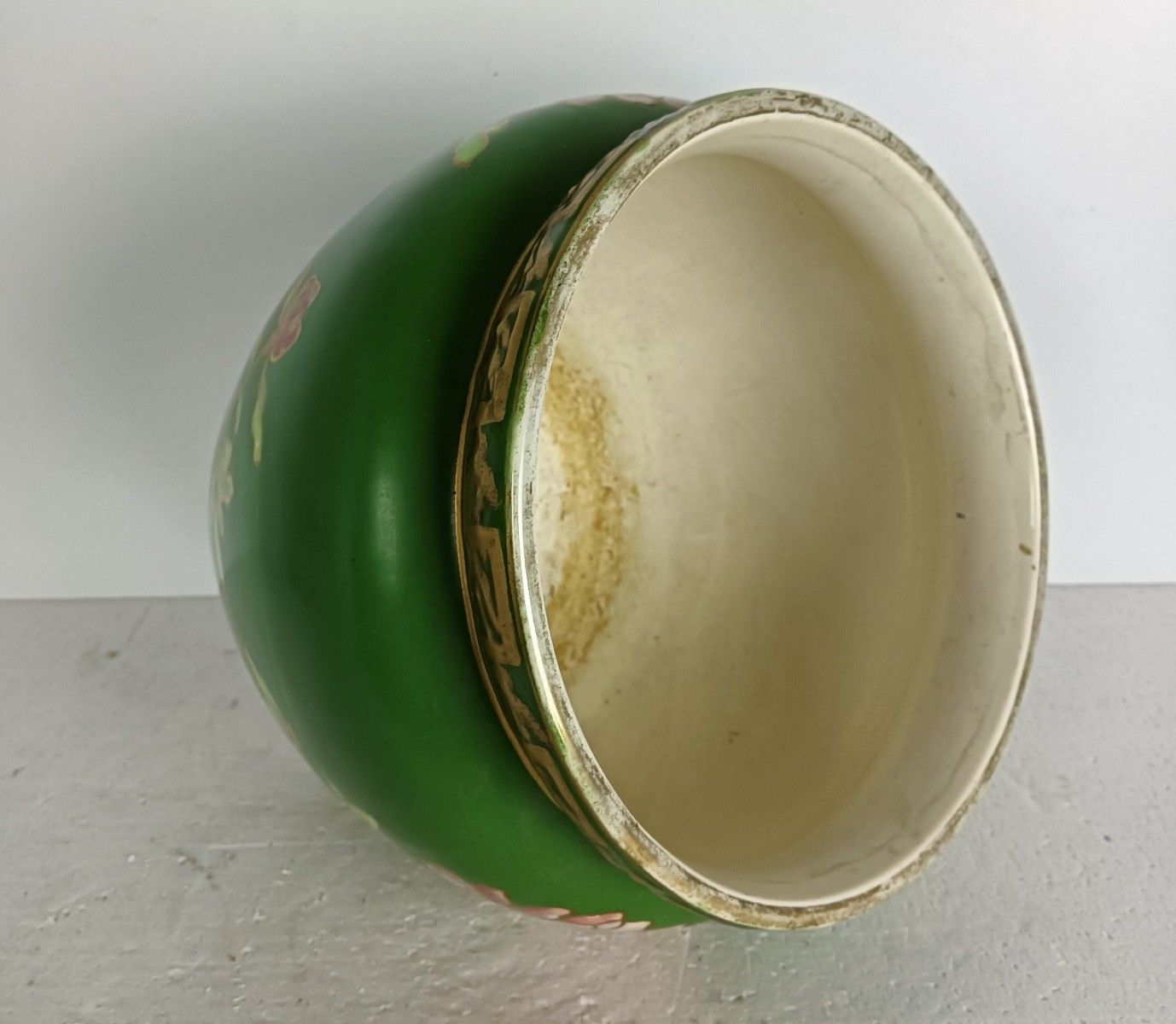 Antique Cachepot Planter Faience France Creil Et Montereau Floral Design photo furniture