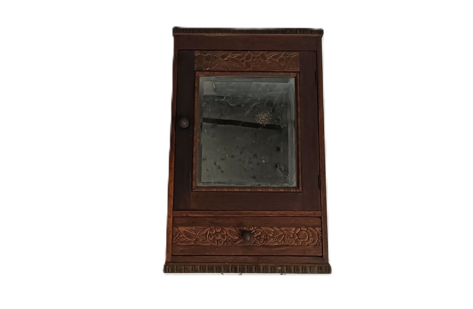Antique Wall Hanging Medicine Shaving Cabinet Wood Beveled Glass Ornate photo furniture