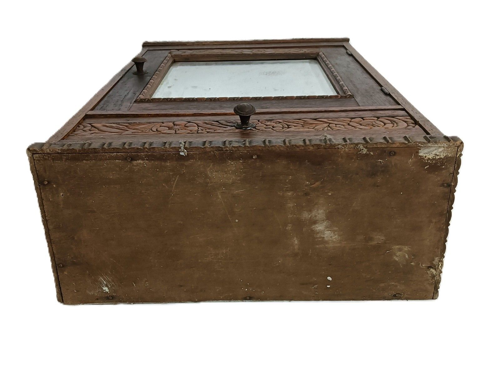 Antique Wall Hanging Medicine Shaving Cabinet Wood Beveled Glass Ornate photo buy