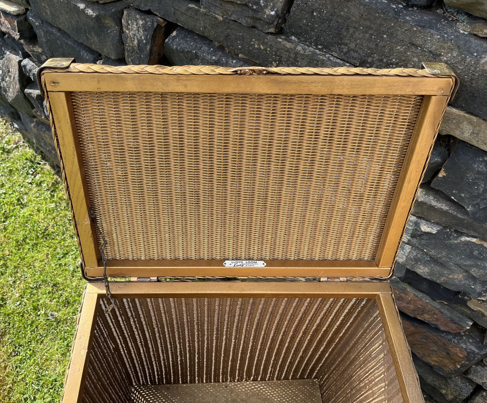 photo for sale Gold Lloyd Loom Lusty Chair And Laundry Basket With Original Glass