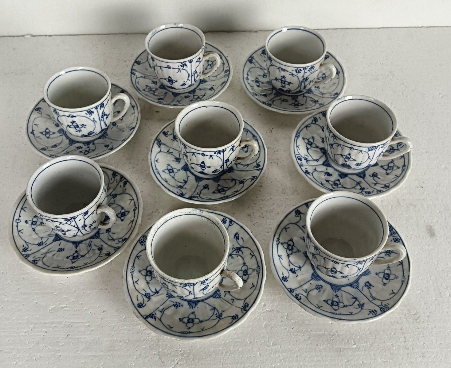 Set Of 8  Cups And Saucers Antique Marked Boch Copenhague, Kopenhagen 16 Pieces photo furniture