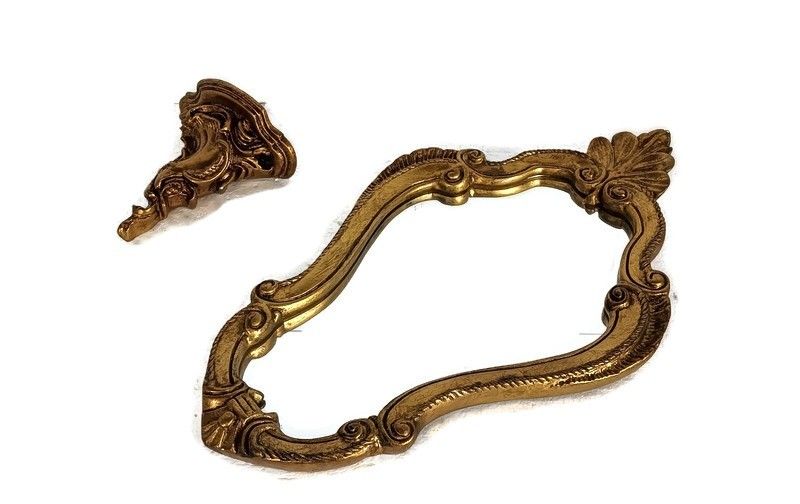 Ornate Wall Mounted Small Console Mirror Hollywood Regency Gold Gilded Plaster O