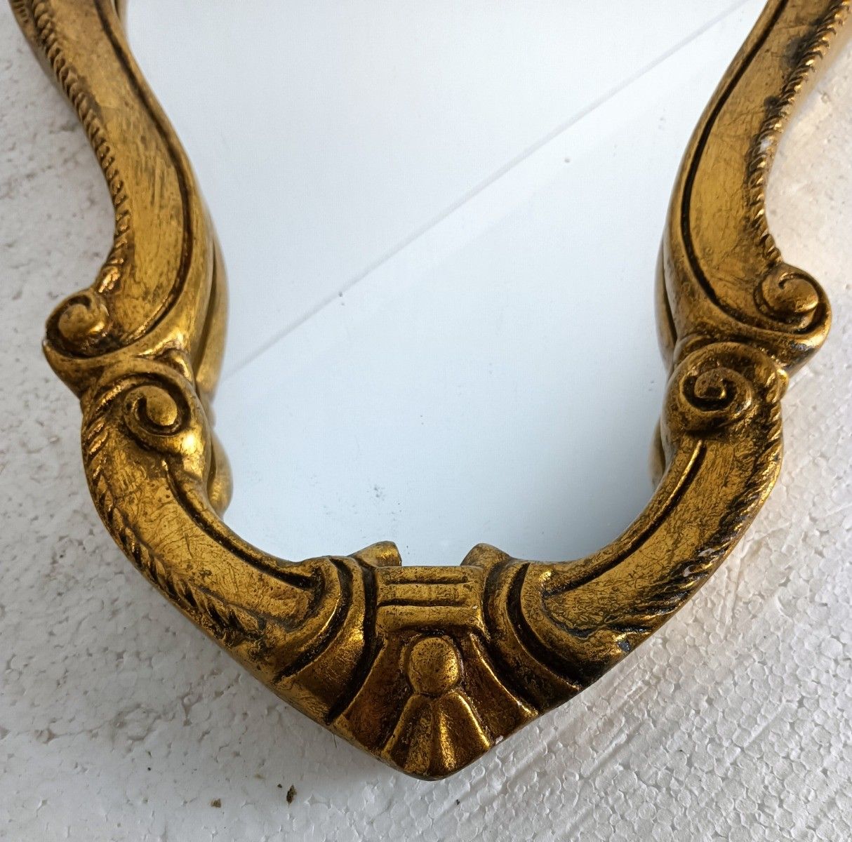 photo for sale Ornate Wall Mounted Small Console Mirror Hollywood Regency Gold Gilded Plaster O