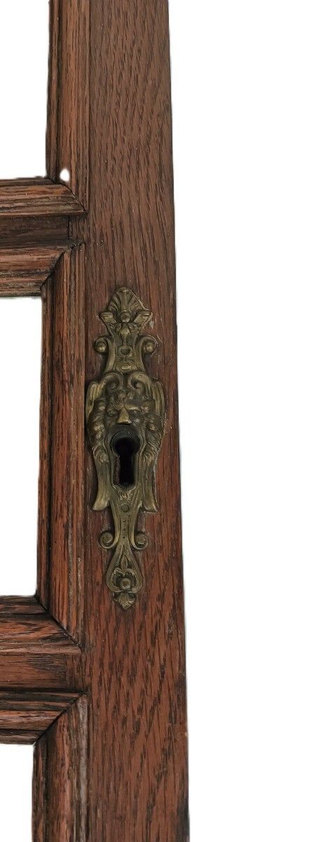 Hand Carved Wooden Door Panel  Beveled Clear Glass  Antique Reclaimed Architectu photo for sale