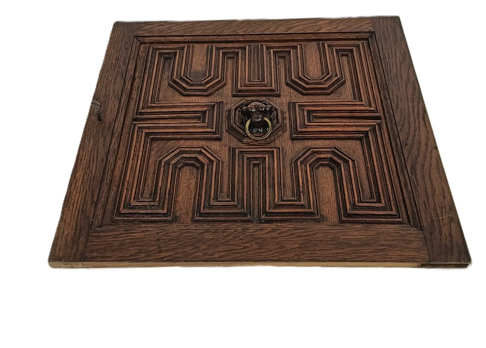 Antique 19th Century Door Panel Lion Head Ornate Carved Wood Architectural Recla photo furniture