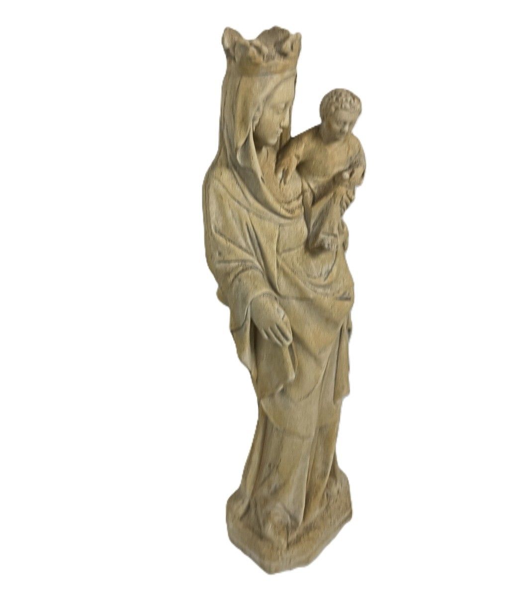 Outdoor Protection Carved Stone French Virgin Mary Infant Jesus Madonna  Large H photo furniture