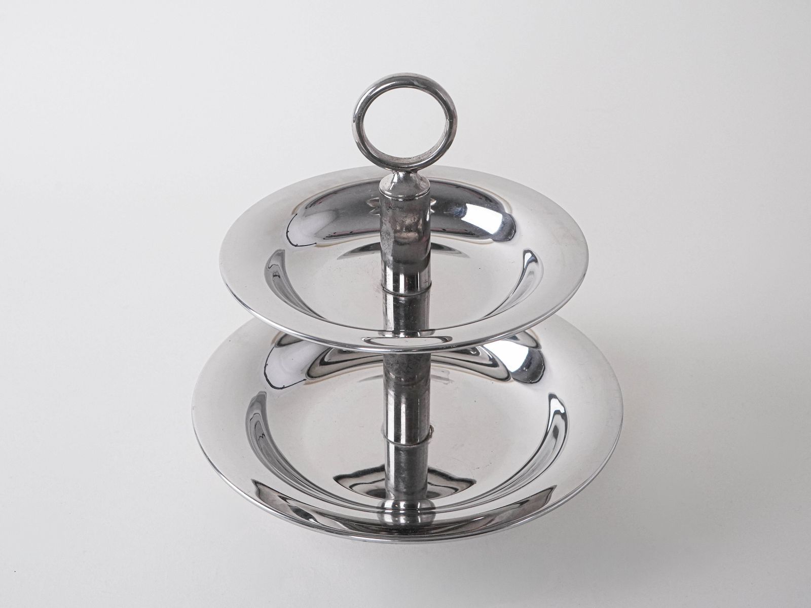 Two Tier Steel Cake Stand, Italian Design, 1980s, Made In Italy photo Home Decor