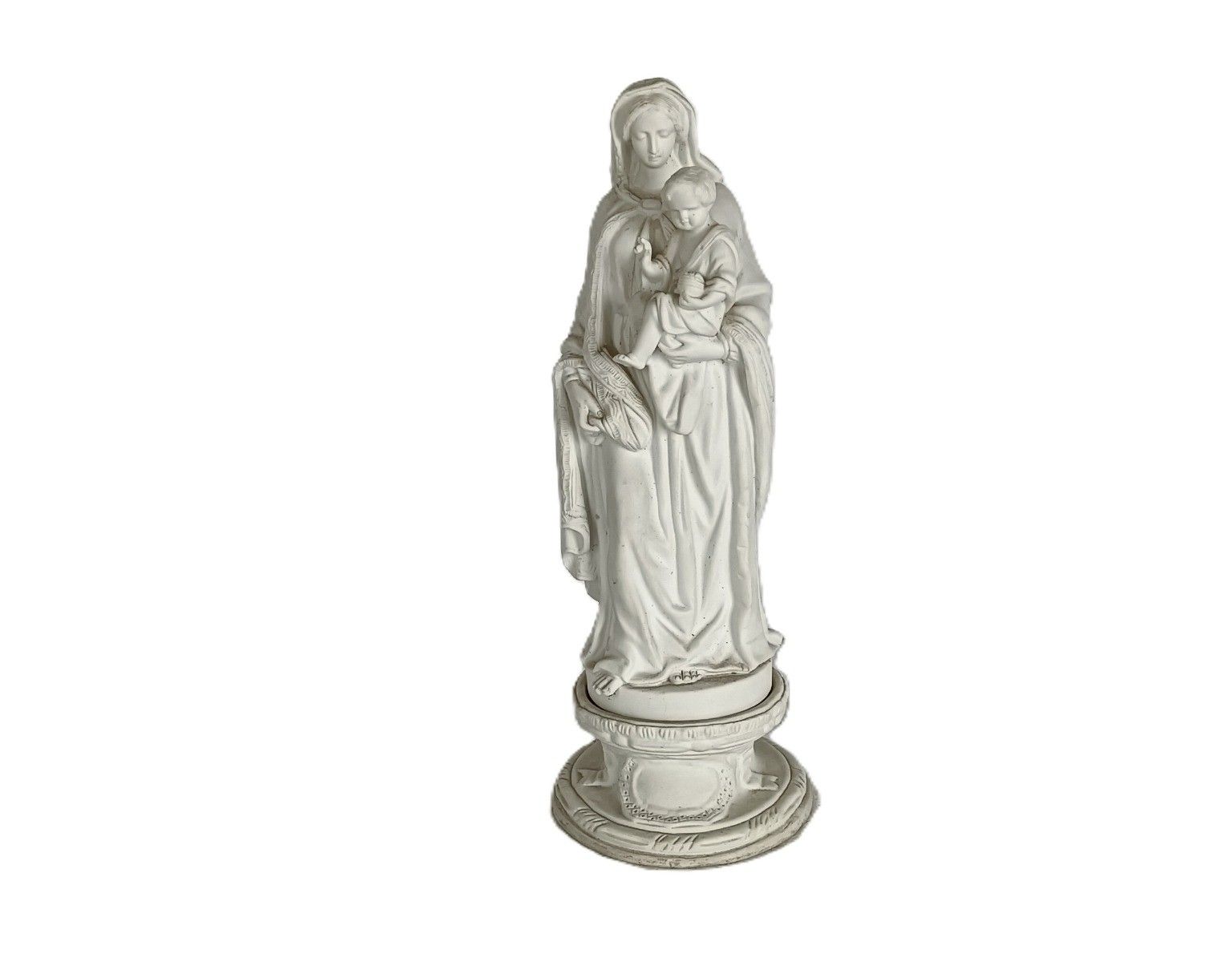 French Antique 1900 Bisque Statue Virgin Mary Our Lady Infant Jesus Exquisite Po photo buy