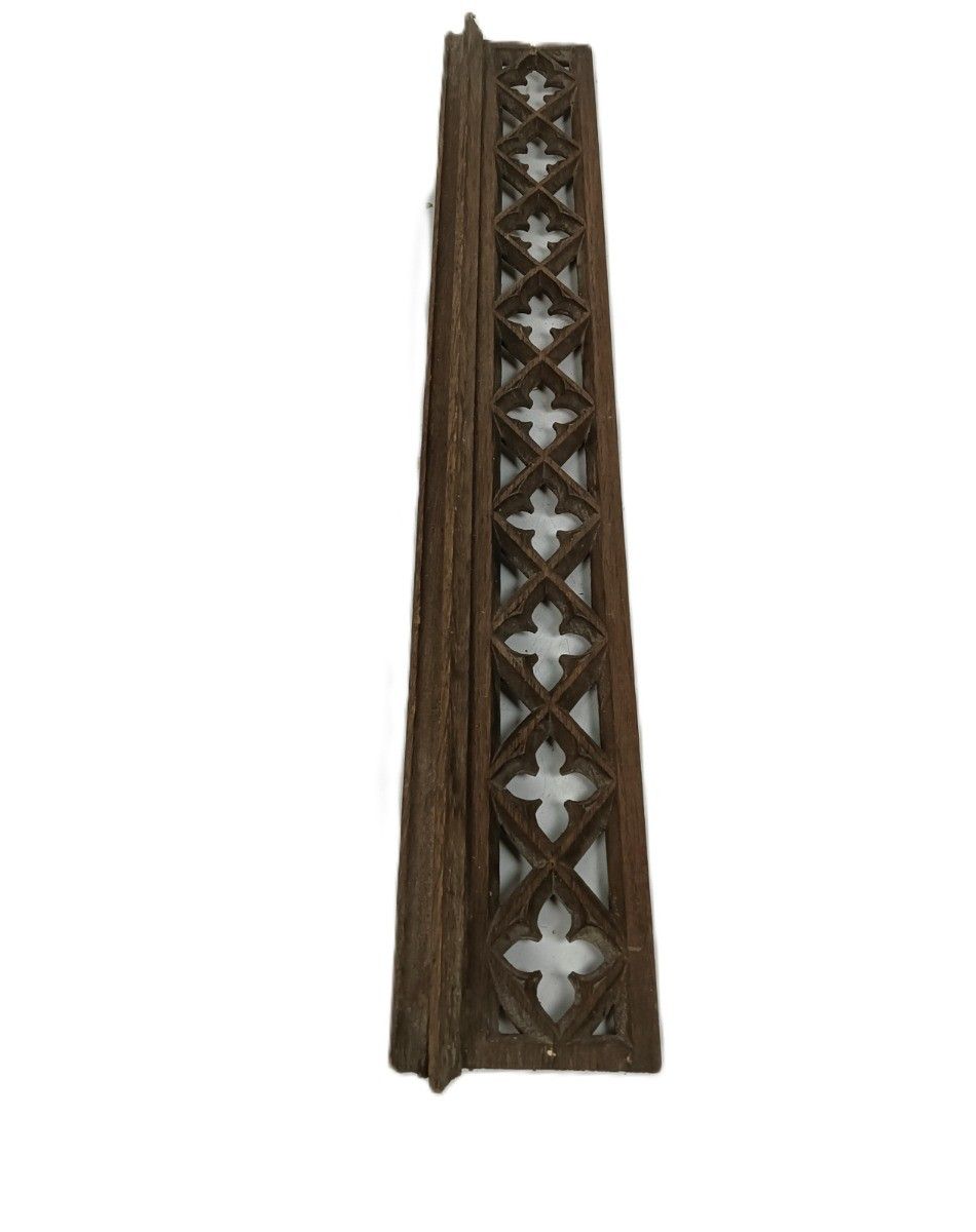Gothic Slat Pediment Over Door Antique Carved Wood Reclaimed Architectural photo furniture