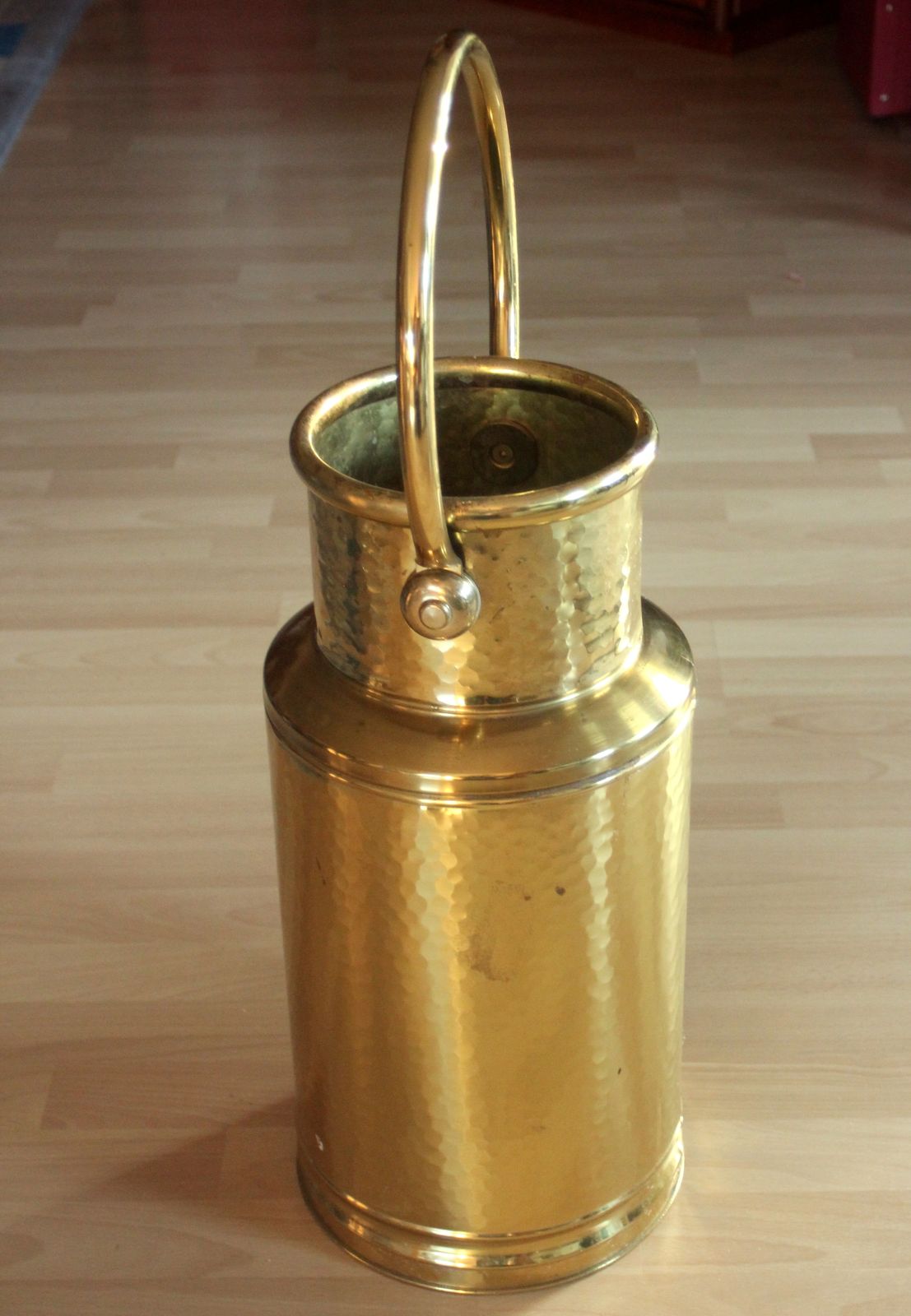 Brass Umbrella Stand In The Shape Of A Milk Can   Vintage From The 70s photo for sale