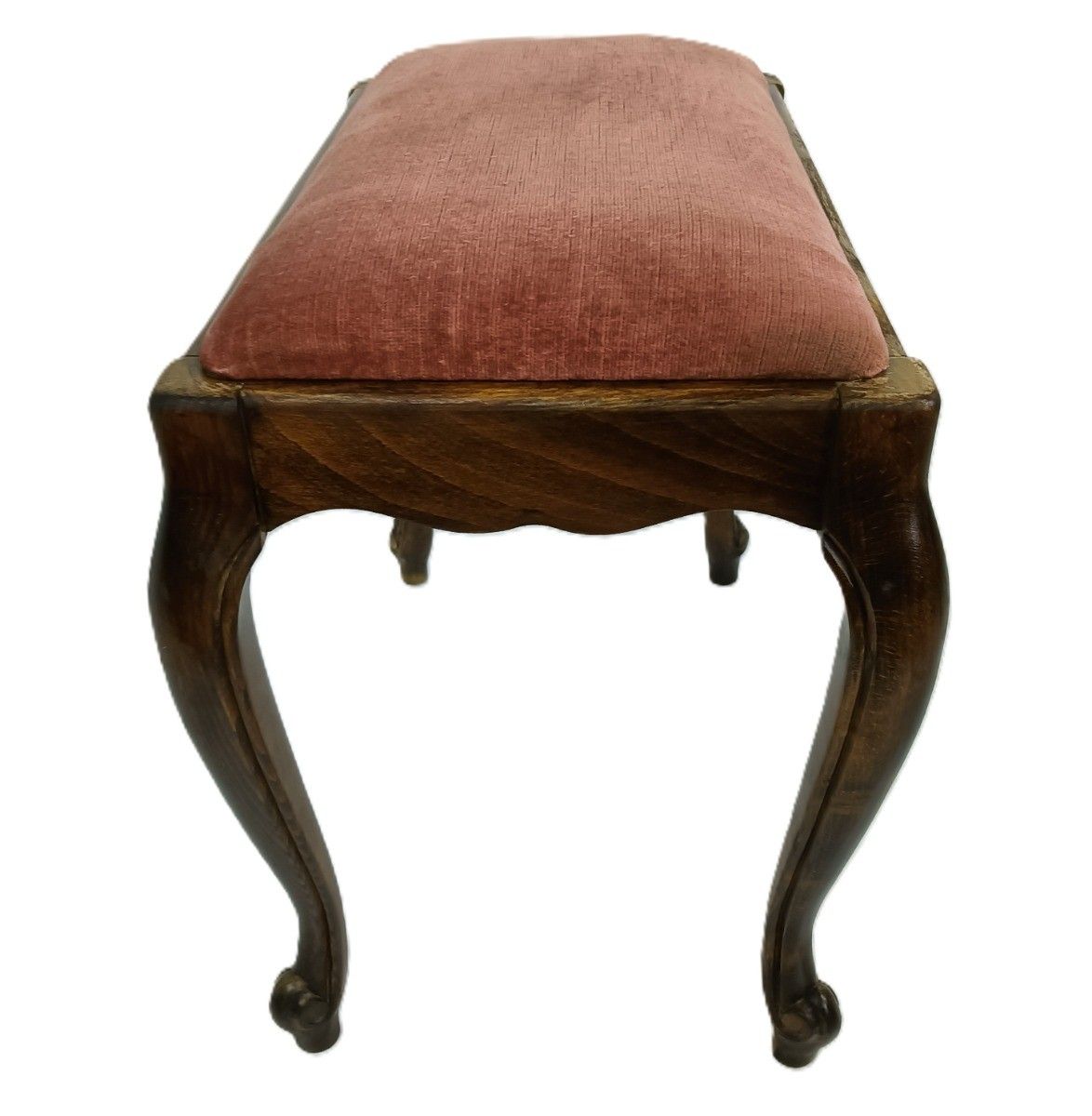 Vintage Footstool Rest Ottoman Fabric Louis XV Style  Red Fabric  Carved Wood photo 292.0