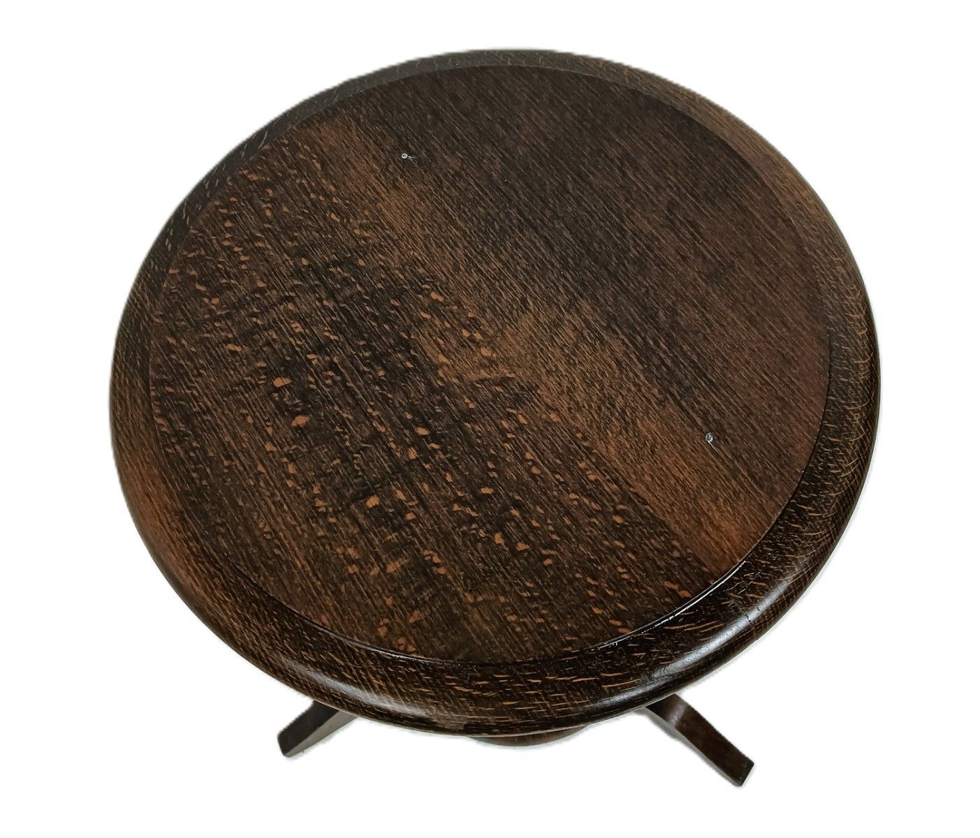 Vintage Small Pedestal Plant Stand Side Table Carved Wood Barn Style photo for sale
