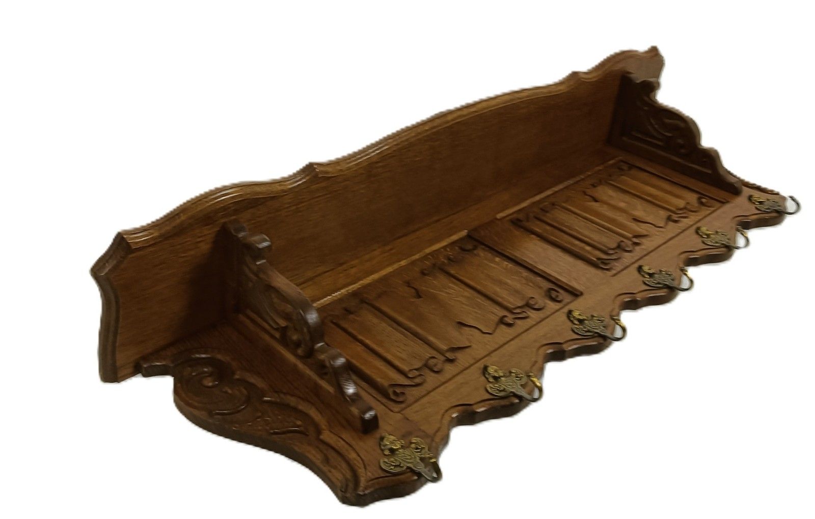 Large Antique Carved Wood Ornate Coat Hat Rack Hallway Furniture French Oak photo furniture