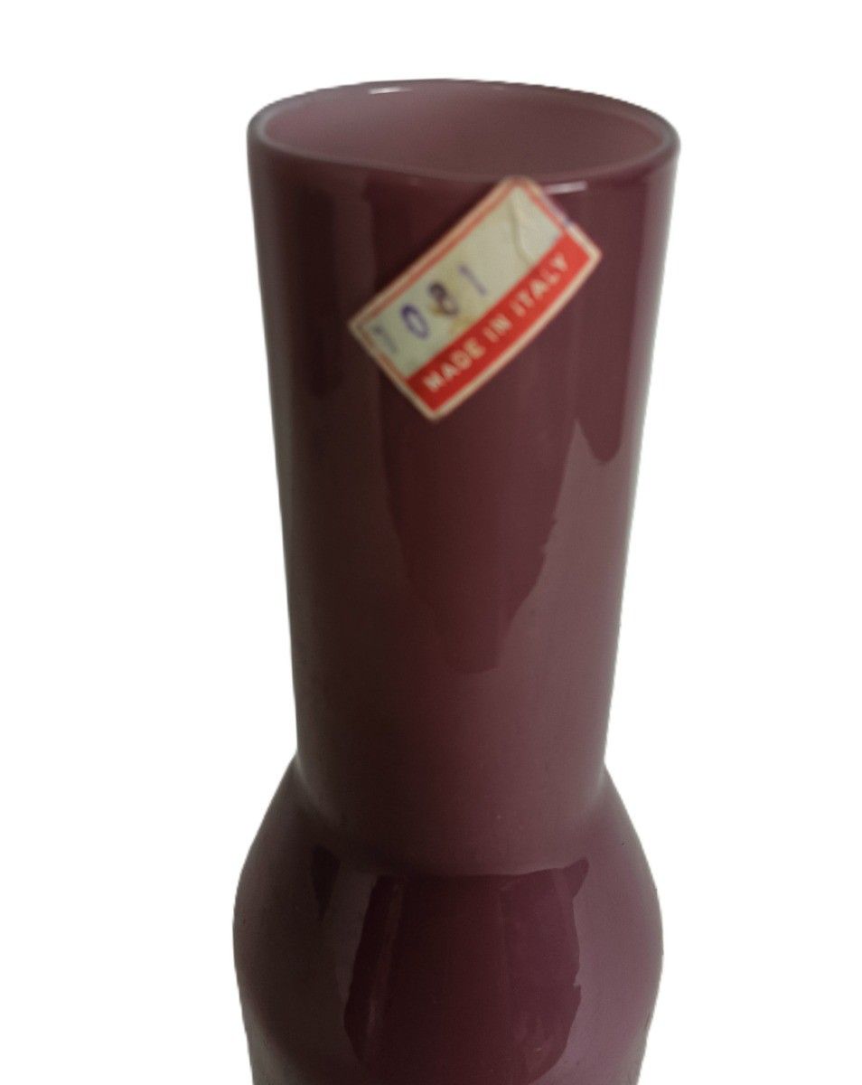 Vintage Ccc Opaline Glass Purple Vase Italy Cased Glass photo furniture