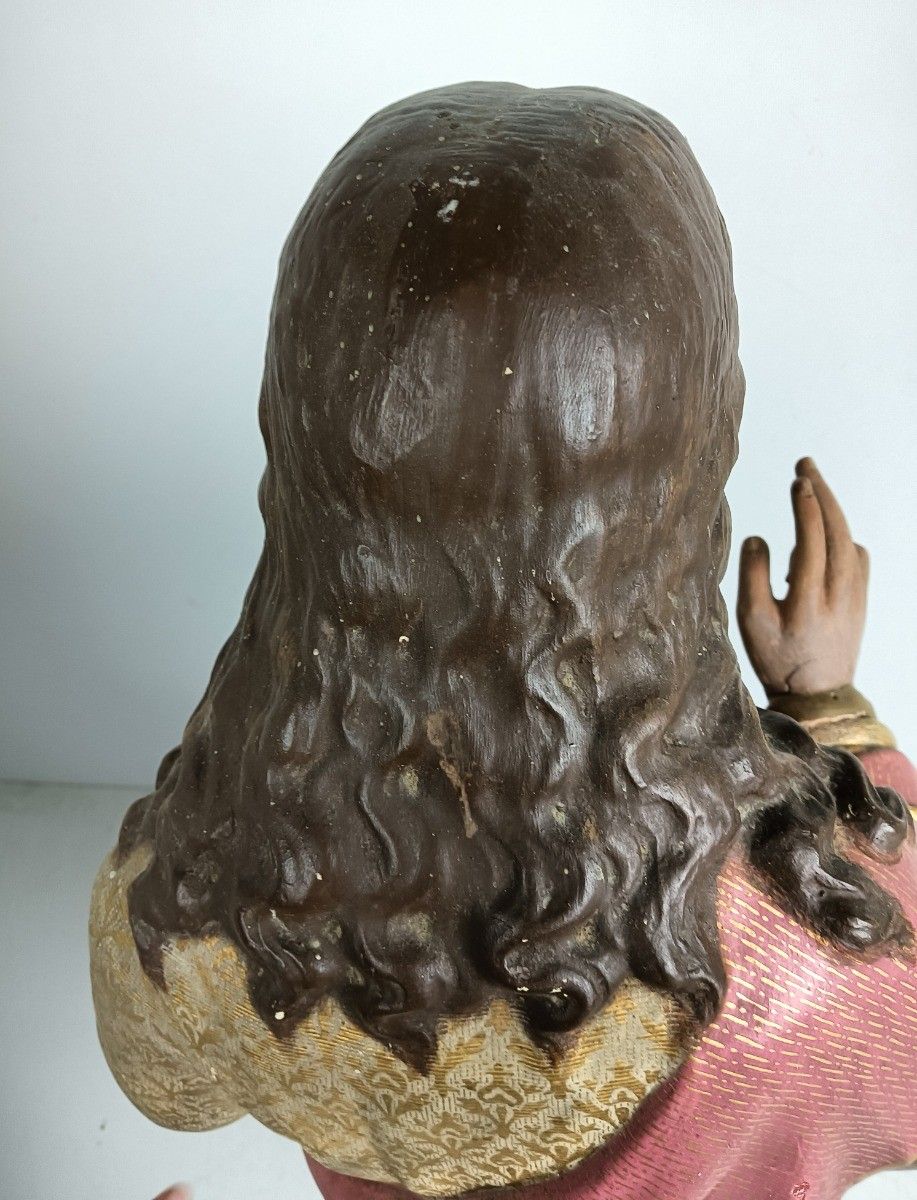 photo vinterior Xl Statue Antique Neo Gothic Hand Painted Plaster Church Jesus Christ Holy Heart