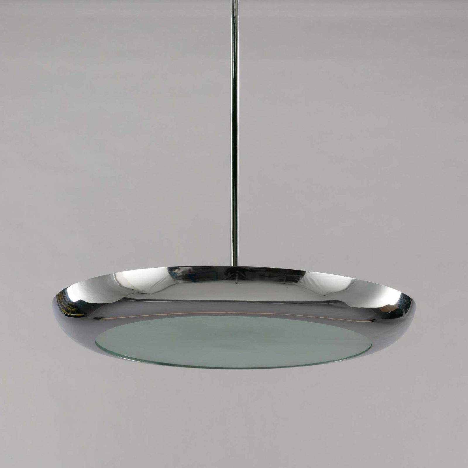 photo for sale 1950s ‘Halo’ Chrome Pendant By Josef Hůrka For Napako, 39 Cm