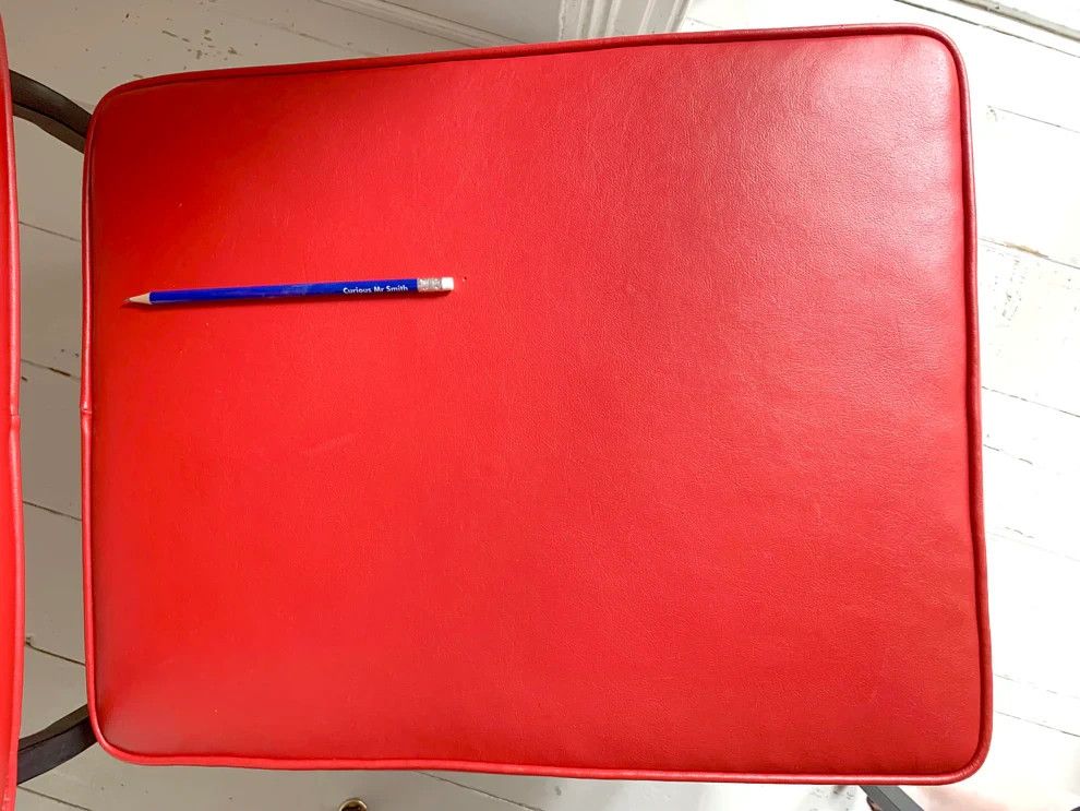 photo for sale Mid Century Modern Red Vinyl Cocktail / Lounge Chair, Black Frame, 2 Of 2