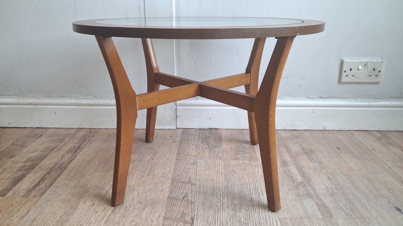 Superb 1970's Stonehill Mid Century  Glass & Teak Drinks/Cocktail/Coffee Table photo furniture