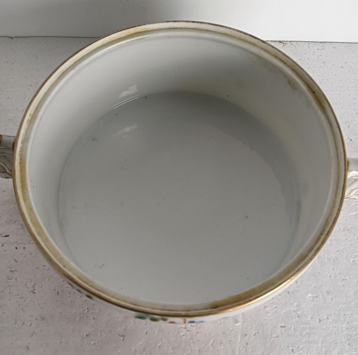 Victorian Antique 19th Century Small Tureen Bowl Lidded Hand Painted Flowers Bu photo Home Decor